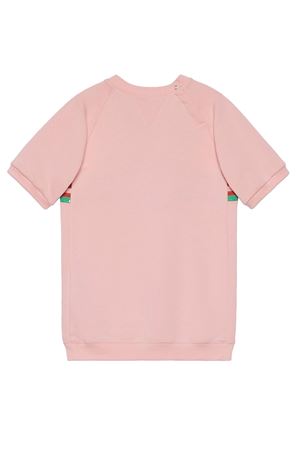 Abito jersey di cotone felpato rosa chiaro GUCCI KIDS | 742281XJFKZ5658